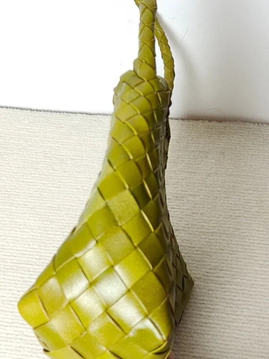 Dragon Diffusion Bamboo Green Woven Leather Baguette Bag - Picture 7 of 12